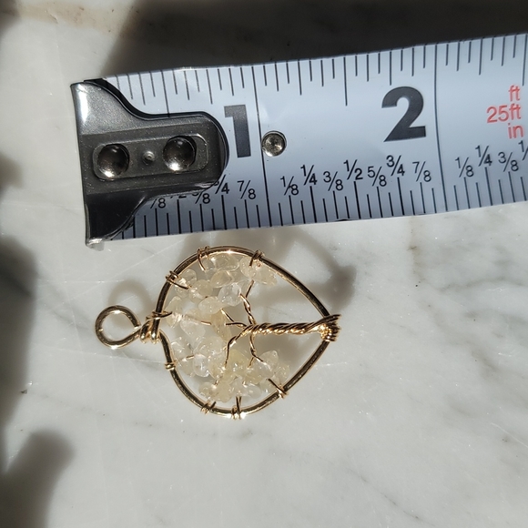 Citrine Gravel Stone Tree of Life Pendant - Picture 6 of 7